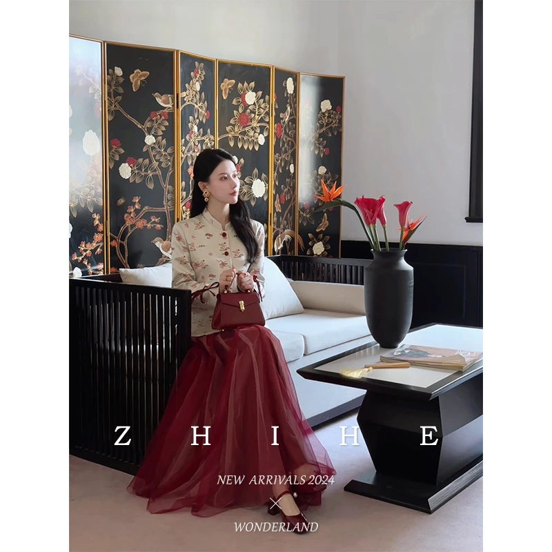 至禾Wonderland【相见欢】进店B入 缎面提花福气感唐装外套+半裙