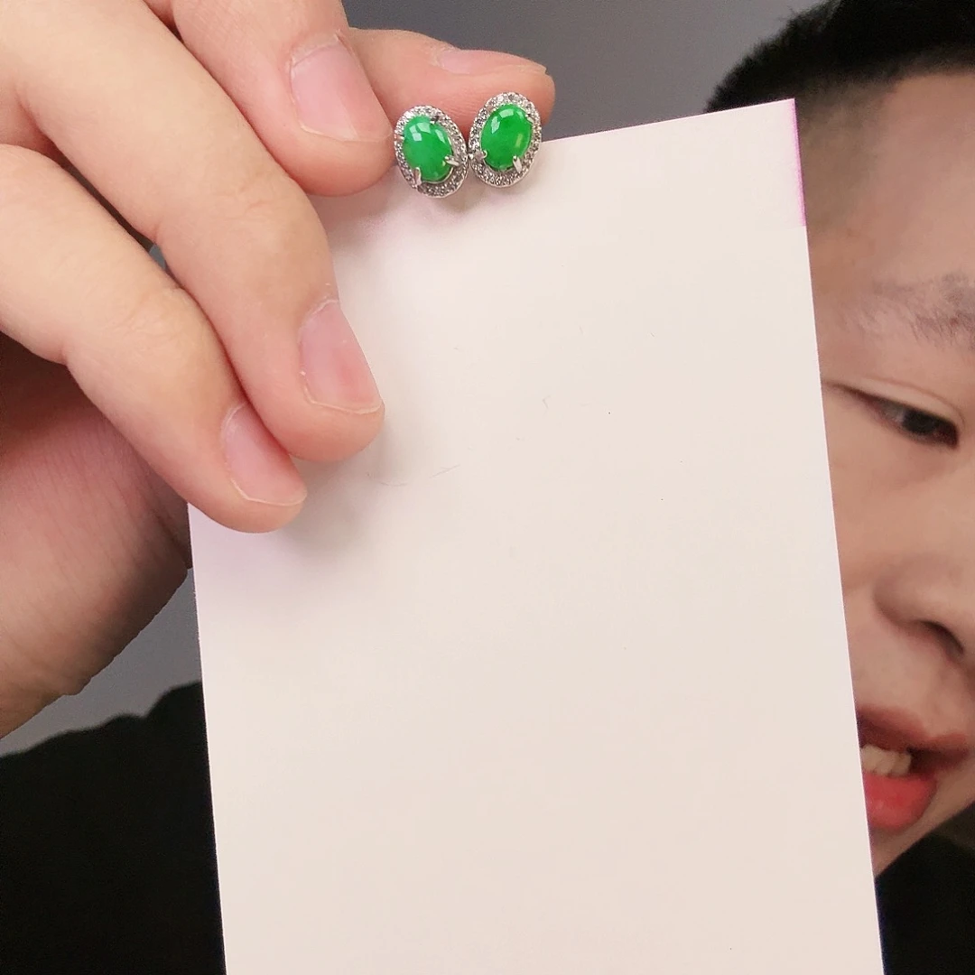 翡翠颈饰银S925镶嵌一对