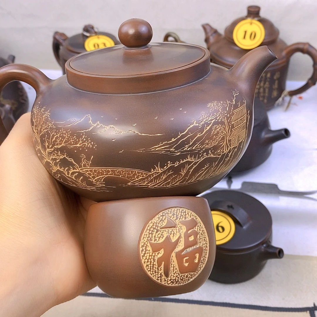 陶瓷风**夜600毫升大茶壶8个素杯