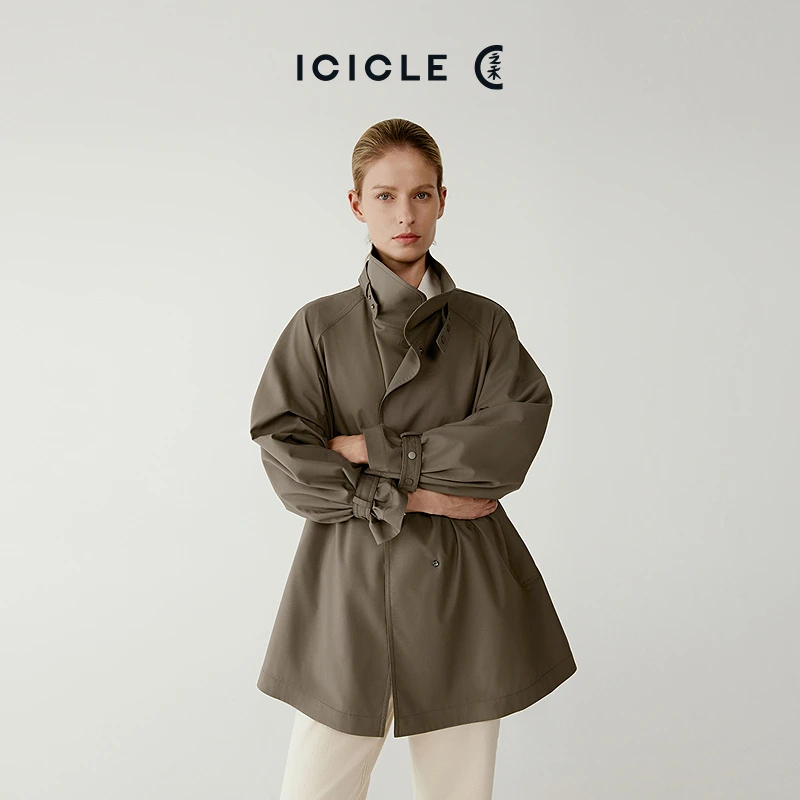 【9.12上新】ICICLE之禾【露珠系列】薄丝毛精纺色织单排扣风衣1731