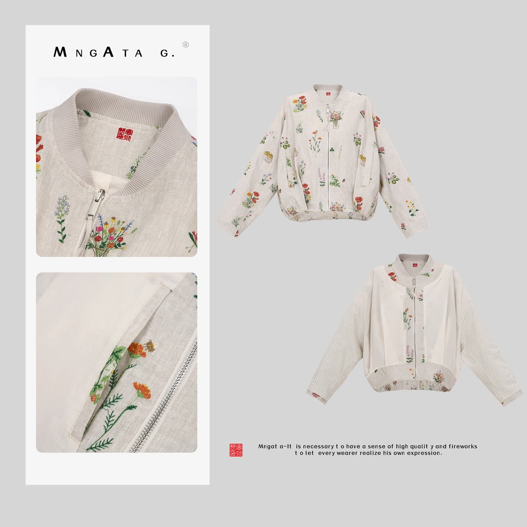 MNGATA G.宫小妍【三千繁花】早秋亚麻新中式中国风休闲外套X280605