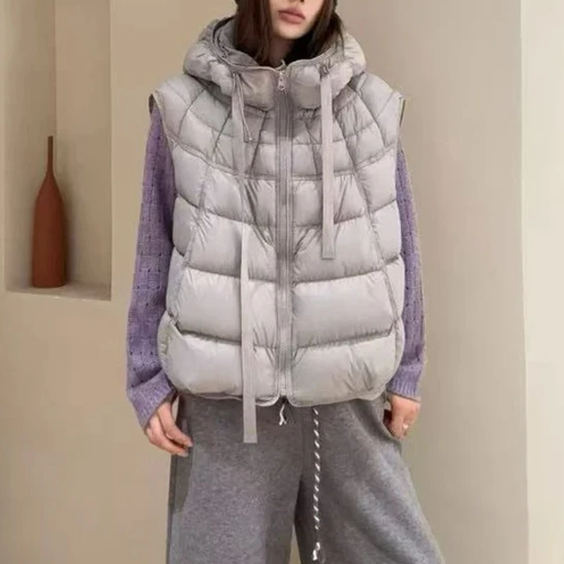 设计感立领无袖马甲秋冬女2025新款韩版宽松高级感大气保暖棉马夹