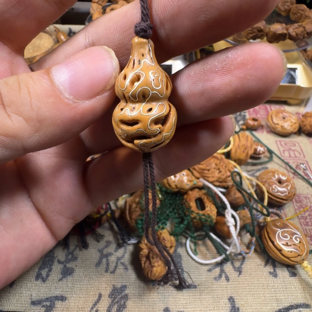 核桃吊坠桃核挫银葫芦16