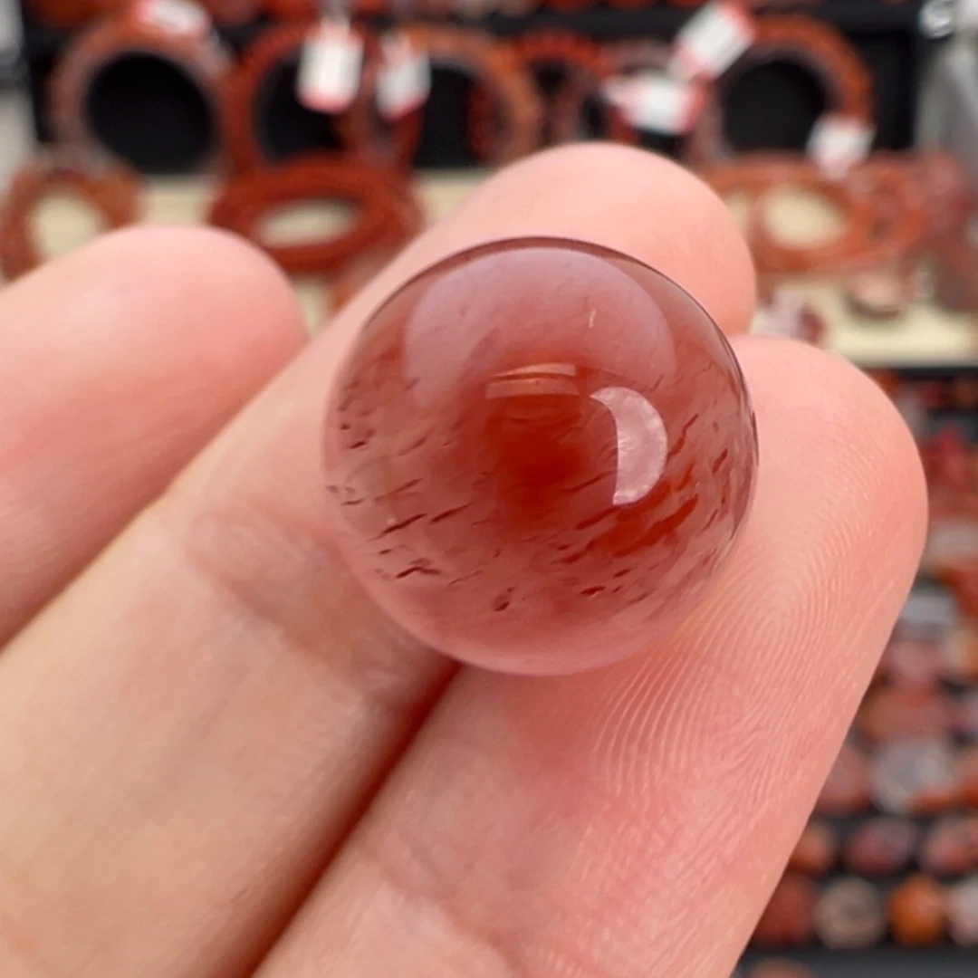 南红玛瑙未镶嵌颈饰紫底火焰单珠卡12.8