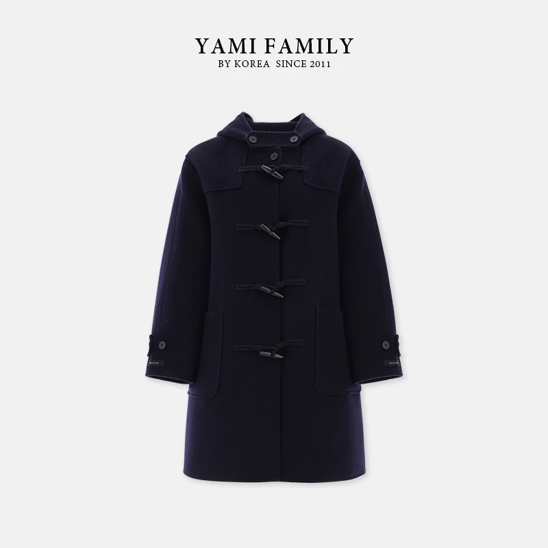 【芝士黑巧】YM 85010 秋冬时尚休闲百搭双面手缝羊毛大衣