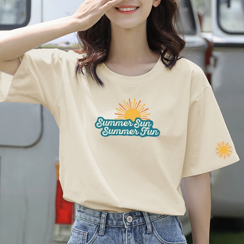 女士夏季纯棉白色短袖T恤ins半袖韩版宽松圆领百搭洋气小众设计感