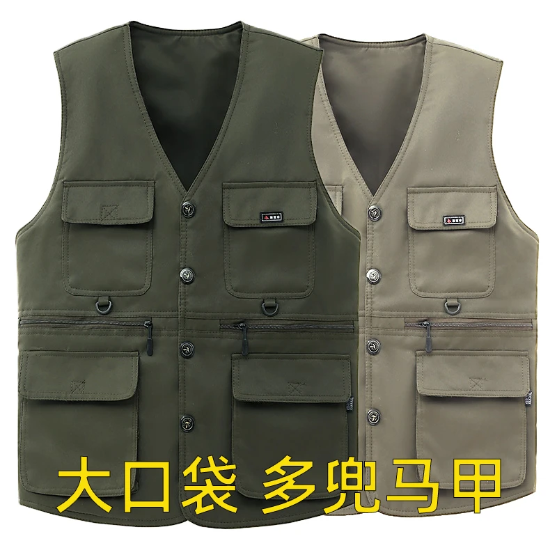 户外工装多兜电工多口袋登山摄影马甲中老年马甲爸爸钓鱼坎肩背心