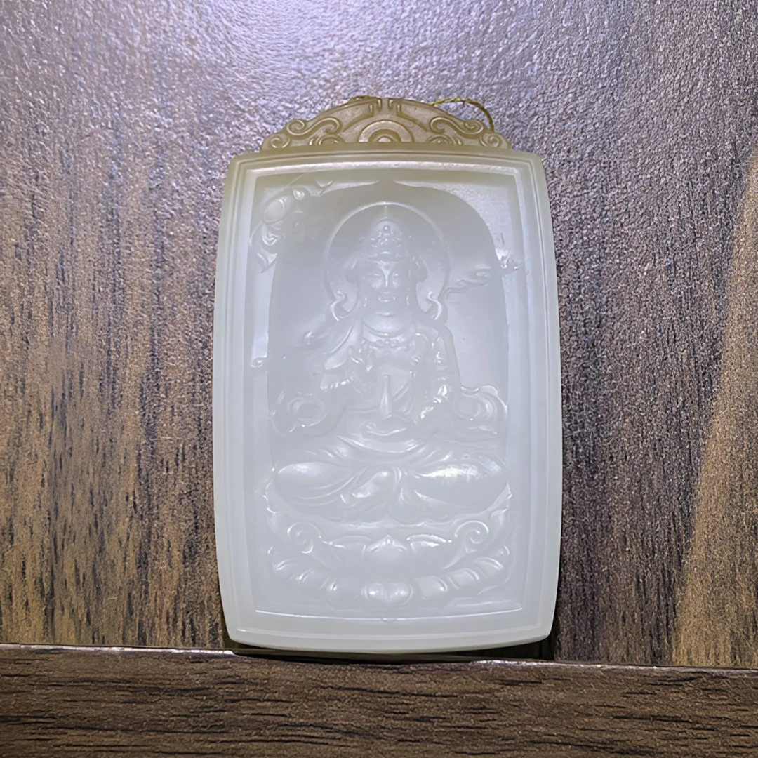 新疆和田玉观音吊坠男士观世音菩萨玉石项链挂件男女通用