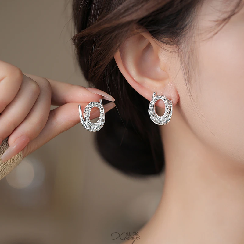 非金属硅胶耳饰 10731简约耳钉925纯银2025新款高级韩系气质耳环