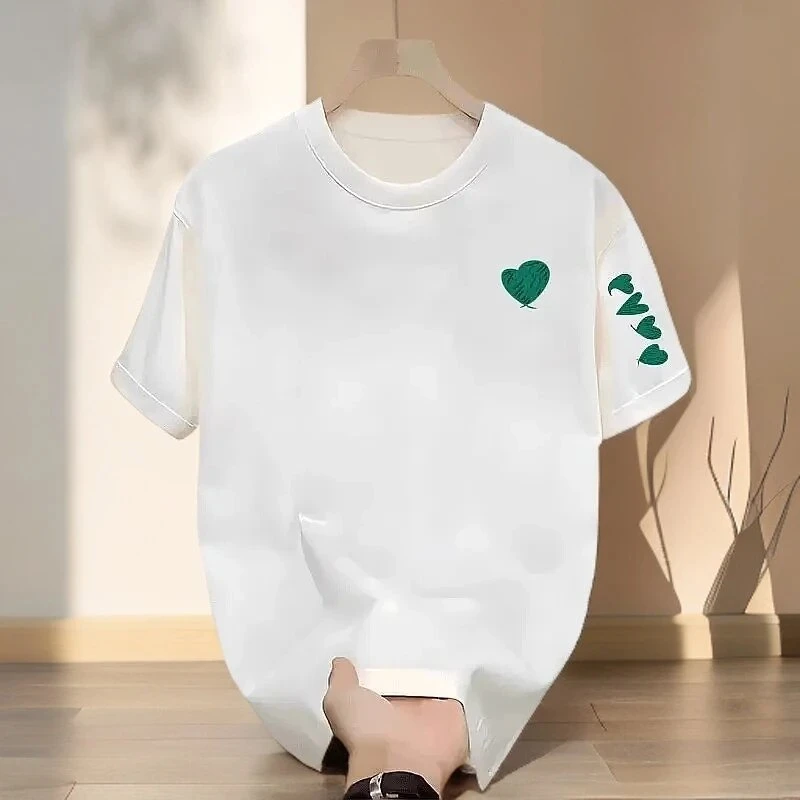 仓石一树潮牌爱心印花短袖T恤男士夏季新款百搭简约感情侣装体恤