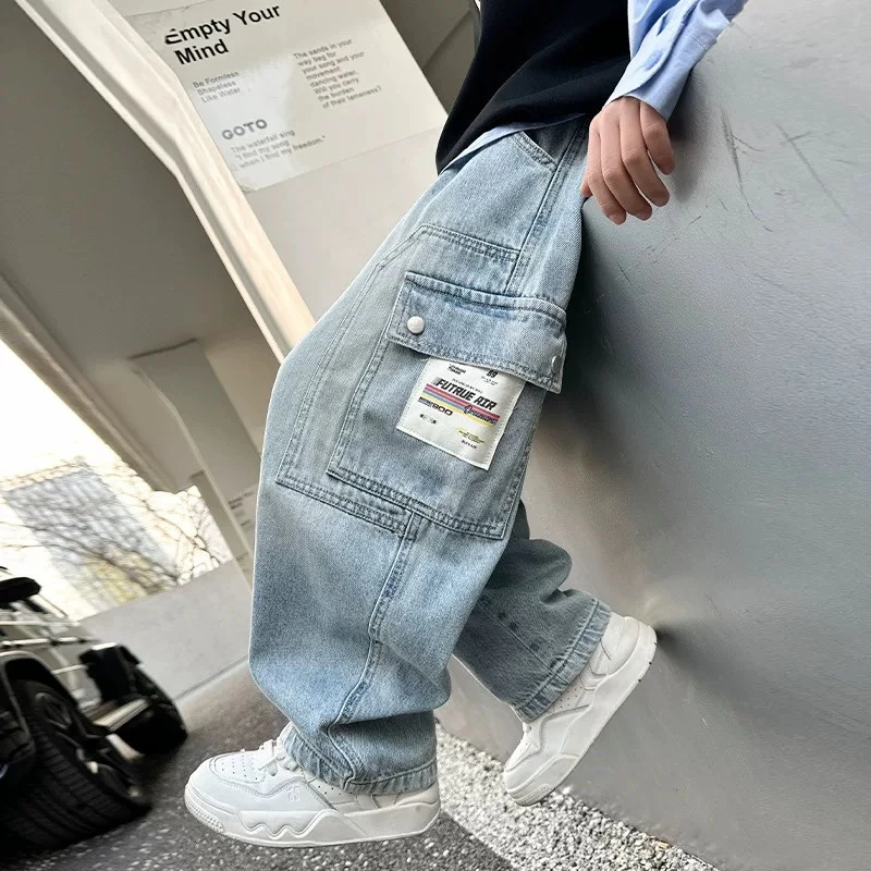 XMYY男童直筒牛仔裤2025童装大童百搭时尚韩版休闲长裤/KZW1412