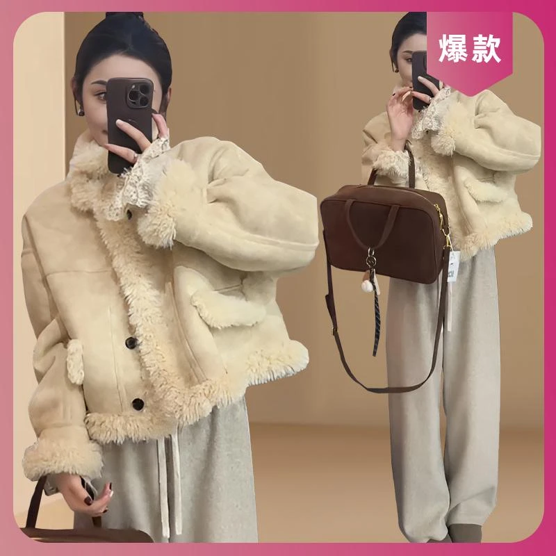 小个子小香风毛毛外套女秋冬季穿搭2025新款独特超好看加厚上衣