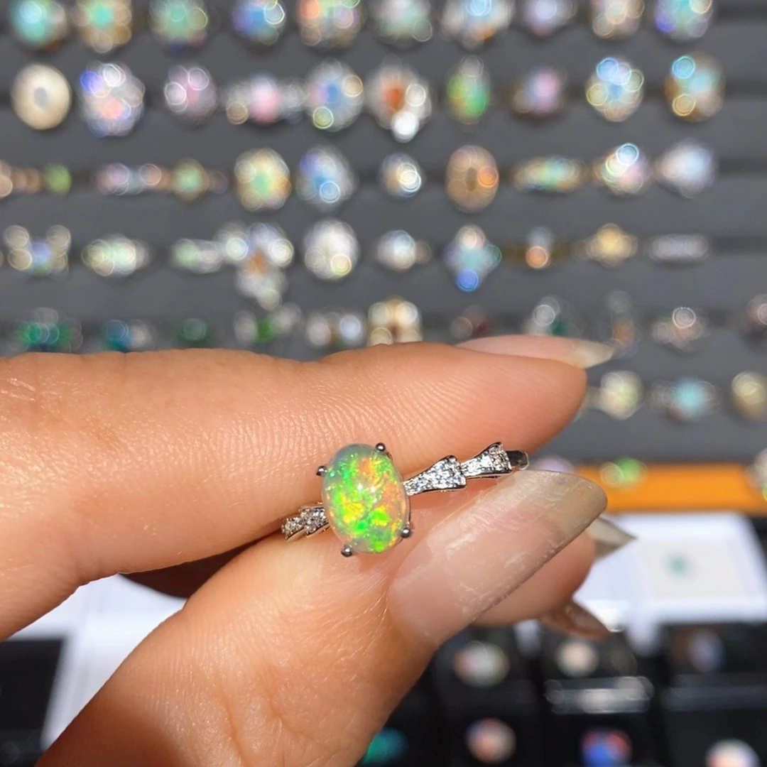 欧泊银S925镶嵌戒指欧泊