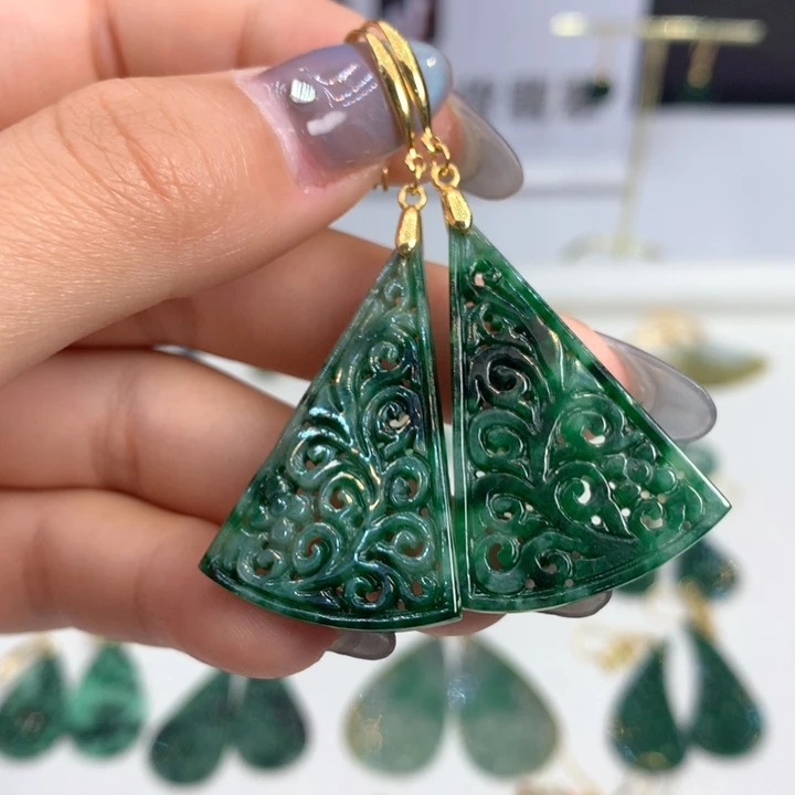 翡翠银S925镶嵌耳饰耳饰