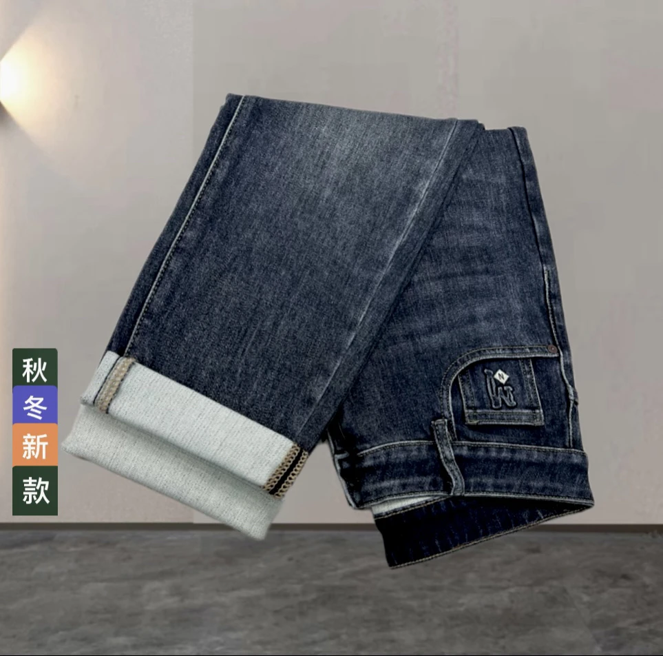 7588秋冬新款潮流修身小直筒版型百搭款蓝灰色柔软舒适高档长裤