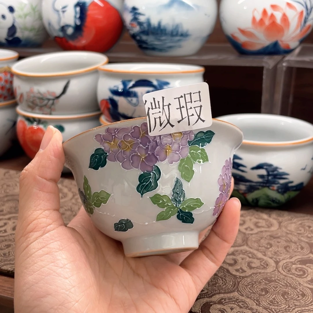 釉下手绘茶具微瑕