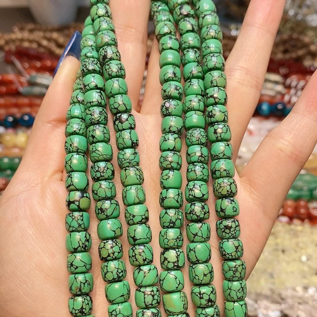 玛瑙/玉髓散珠8mm松石黑线一条