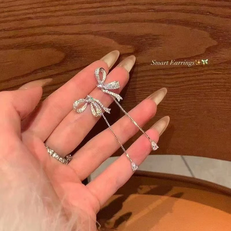 925银耳饰 925银针水滴蝴蝶结流苏耳饰高级感轻奢时尚耳饰2254