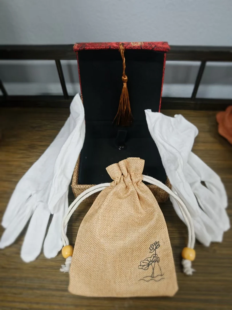 细麻荷花束口袋饰品香囊抽绳束口文玩盘珠收纳袋A99