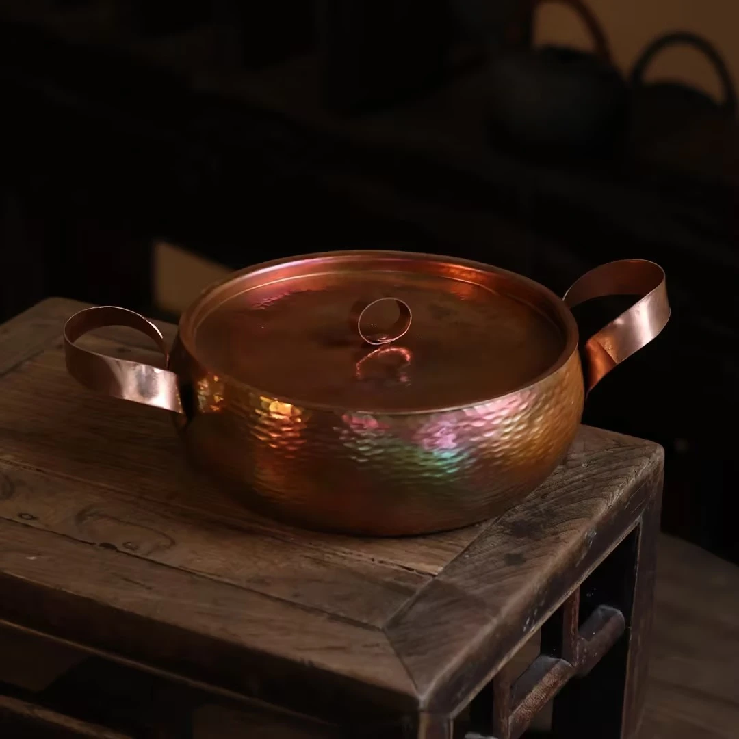 【福器】紫铜矮扁大铜锅（器不同底款）2300cc左右（器不同0005）