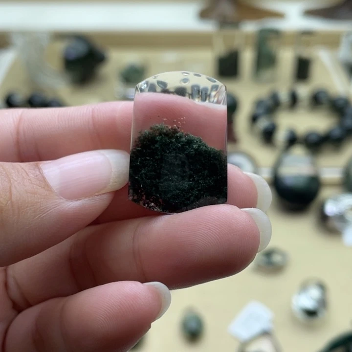 颈饰未镶嵌水晶绿幽灵聚宝盆吊坠定制