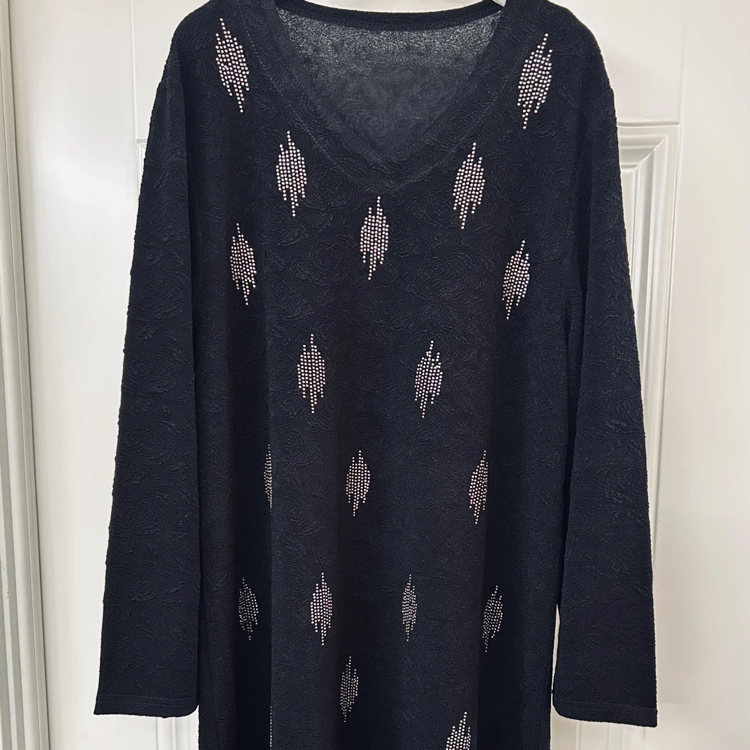 秋冬长袖大码连衣裙  加大弹力妈妈衫 黑色妈妈裙