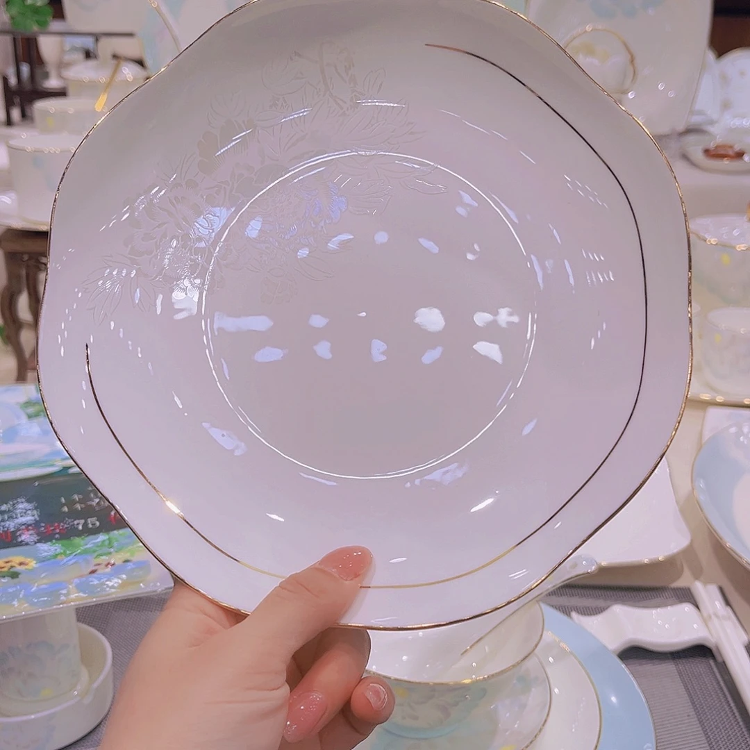 瓷晨光熹微8寸花朵盘10个