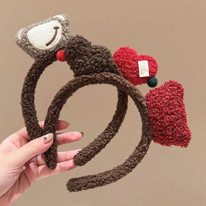 秋冬新款发箍可爱毛绒小熊爱心头箍发饰韩系百搭少女头饰洗脸发卡