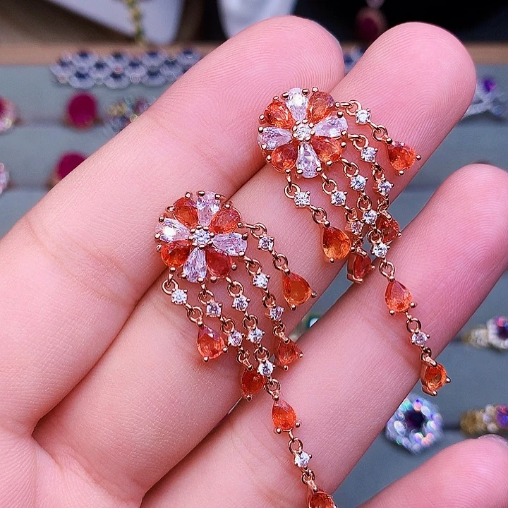 耳饰银S925镶嵌蓝宝石