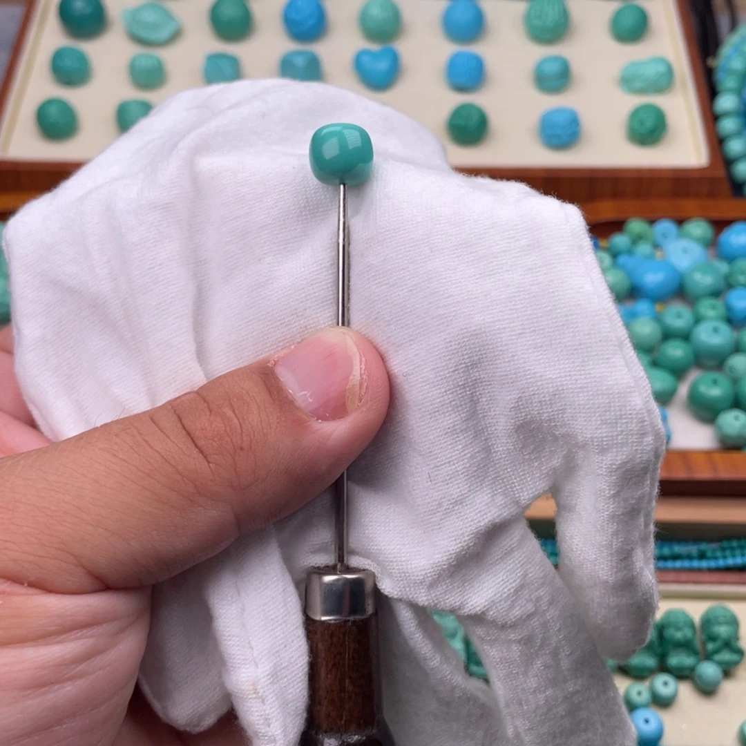 花***酒直径10蓝绿色老型珠一颗