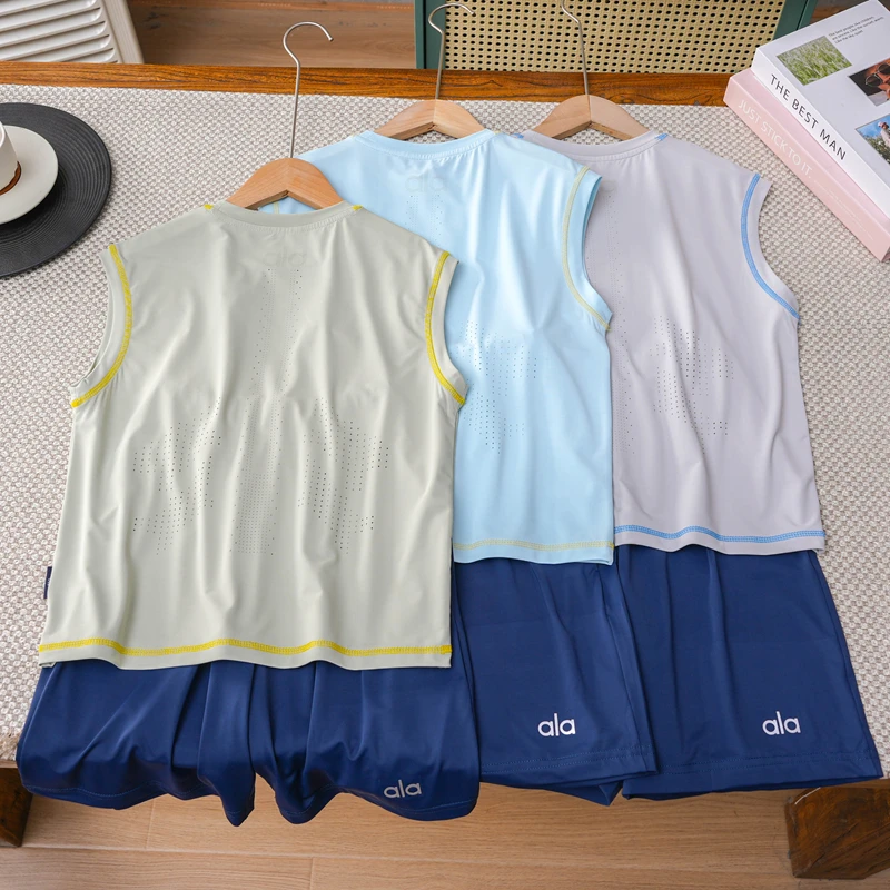 儿童夏速干弹力套装中大童凉感短裤短袖两件套男童纯色运动透气衣