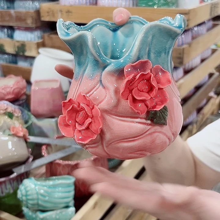 有孔.凑单10元陶瓷花盆发货！