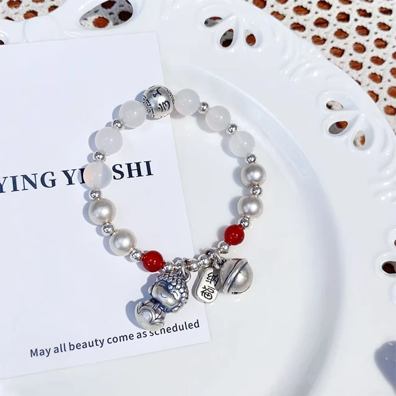 足银手链 YUEYING •足银999  宝宝佛招财纳福铃铛手串 气质时尚