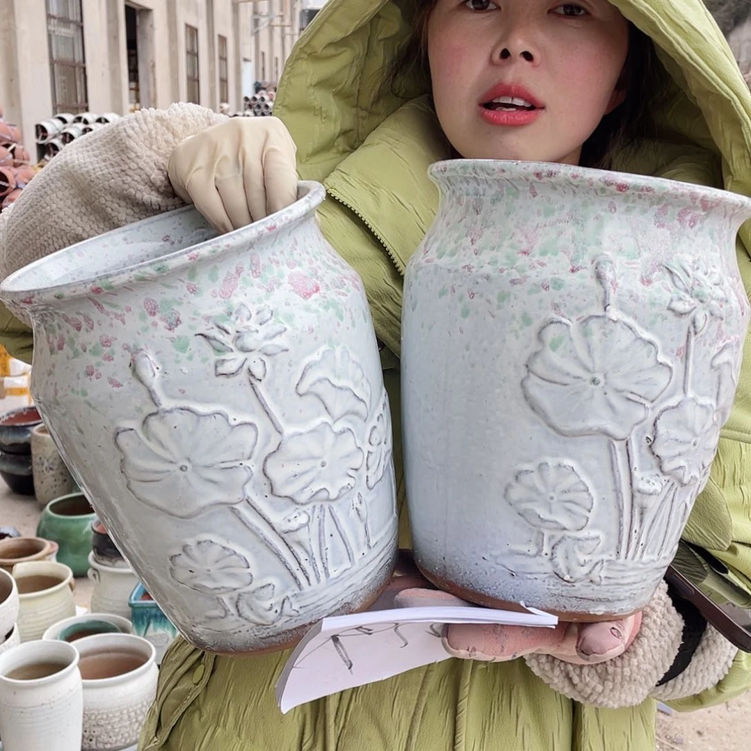 红陶王嫂花盆0211-b116