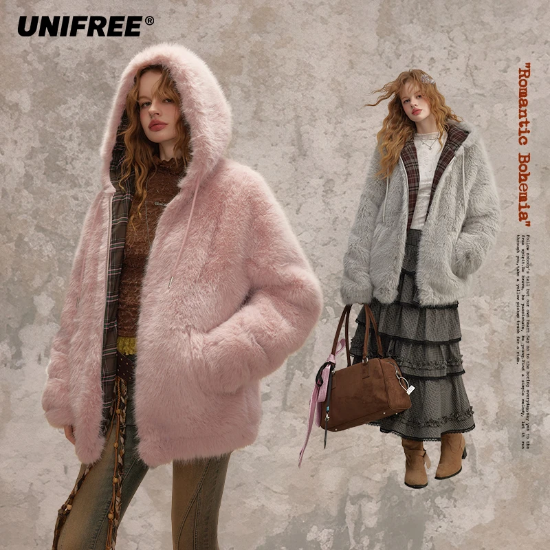 【云c专属】UNIFREE韩系格纹皮外套U253O017Z1Z1-2