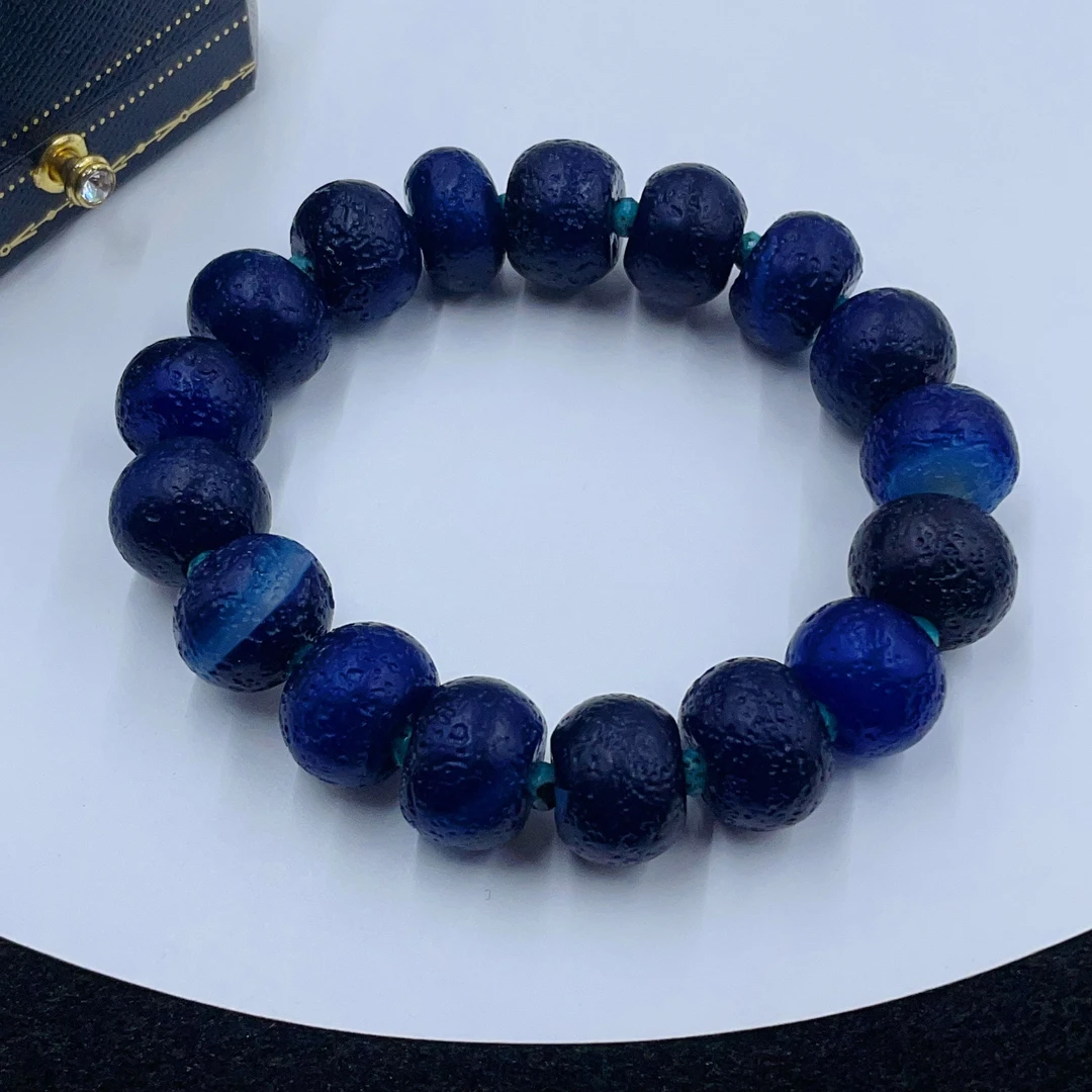 5003  蓝色扁珠珠手串多样性发货