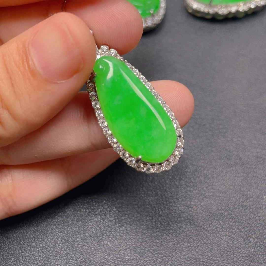 翡翠银S925镶嵌吊坠(不含链)