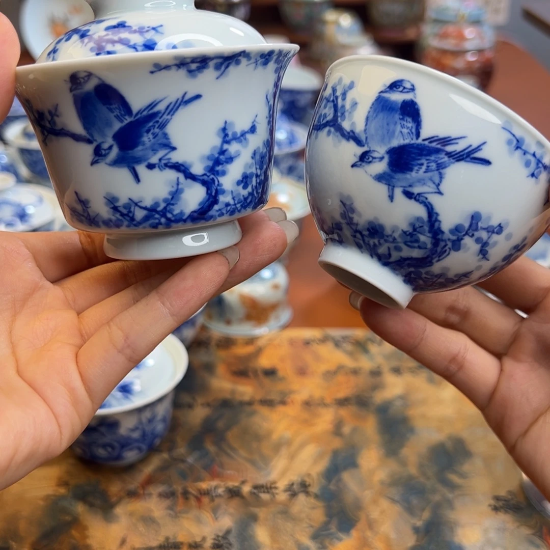 知冬煮雪手工手绘-竹林草堂茶具两件套
