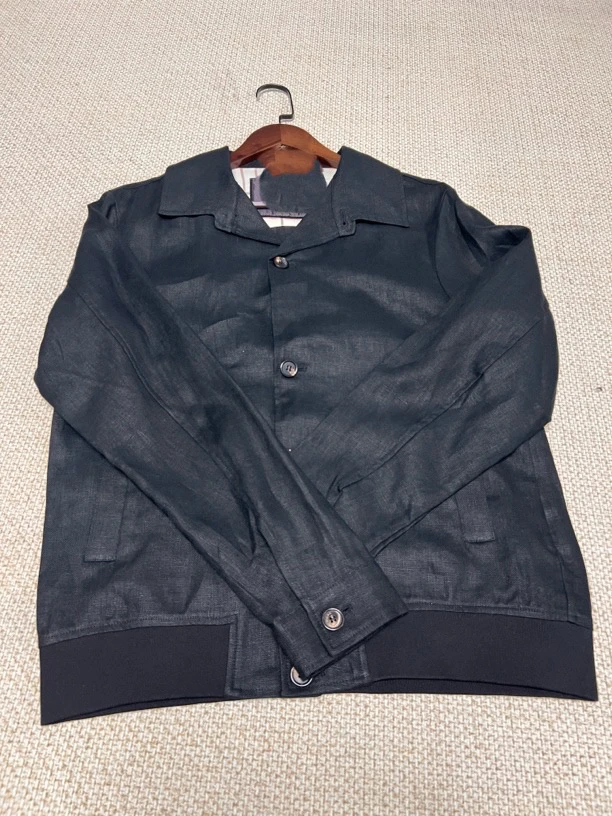 lp 男士黑色亚麻外套翻领纯色夹克极简风