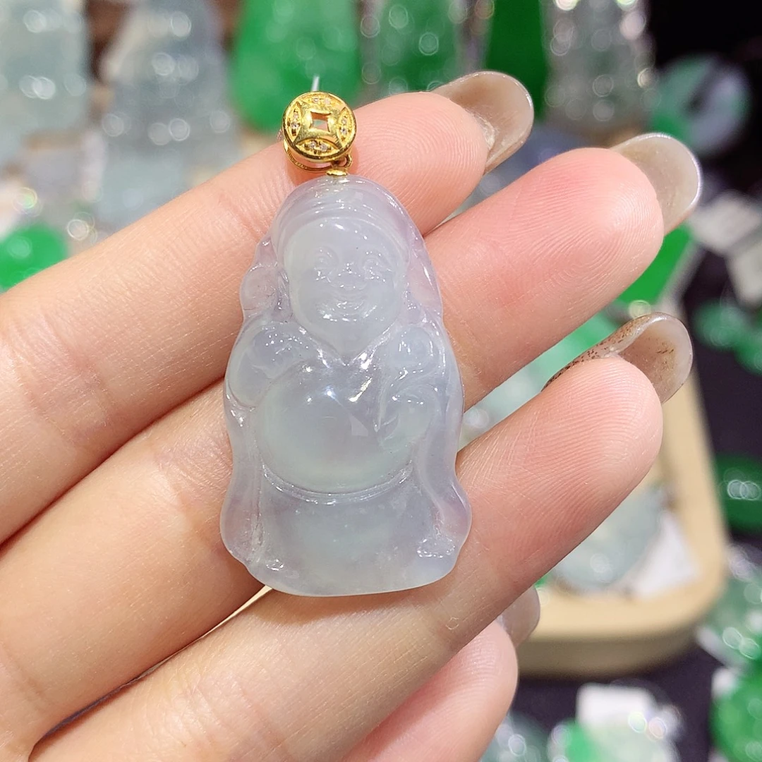 翡翠18K金镶嵌颈饰财