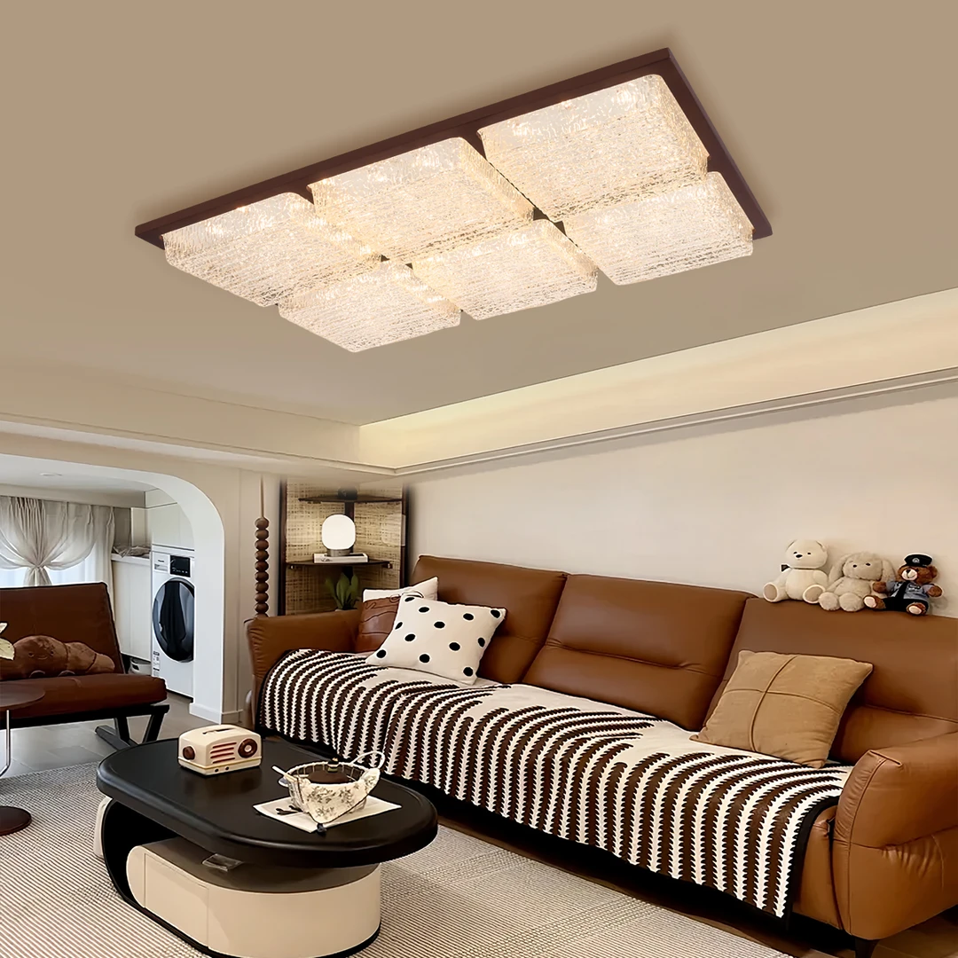 法式轻奢客厅吸顶灯胡桃木色中古风设计师餐厅卧室书房家用灯