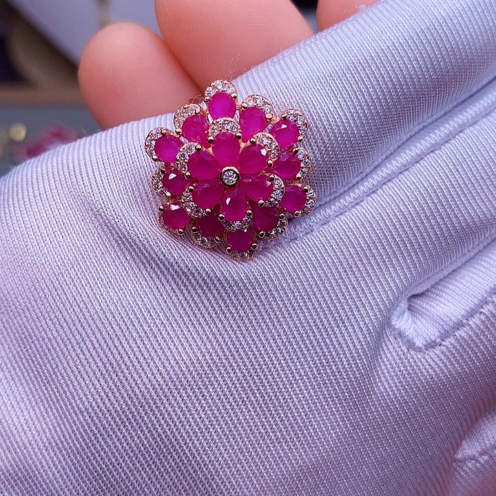 银S925镶嵌戒指红宝石