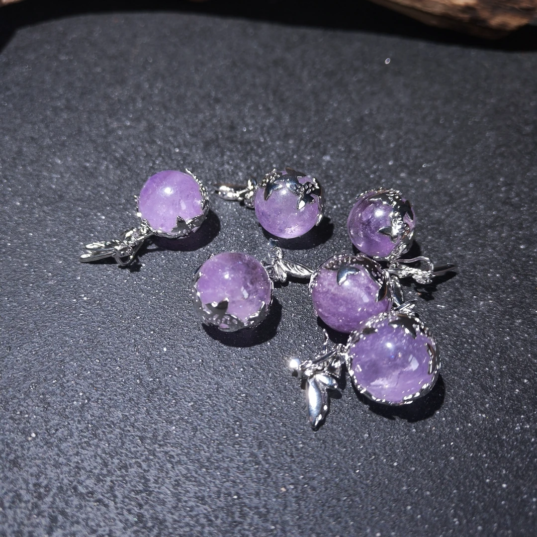 【黑胖珠宝】H0774  天然水晶紫水晶吊坠 多样性发其一