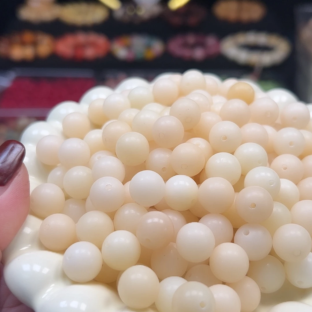 菩提根/象牙果手串卡12肉粉白圆130颗