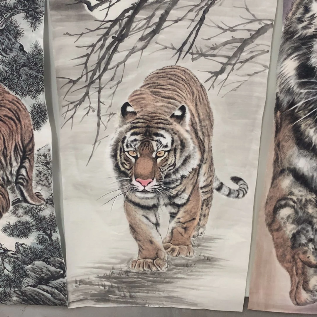 国画名****好四尺手绘老虎