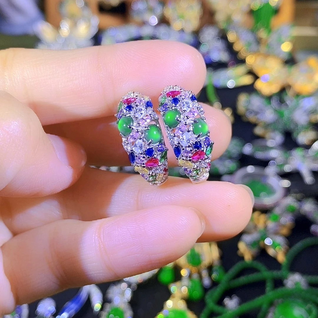 吊坠(不含链)银S925镶嵌翡翠