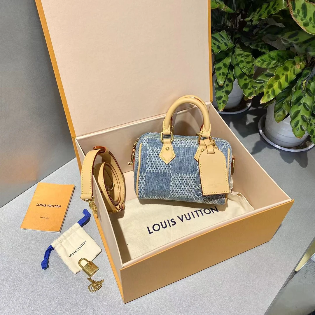 99新 LouisVuitton/路易威登 LV  丹宁棋盘格sp18 nano单肩斜挎包