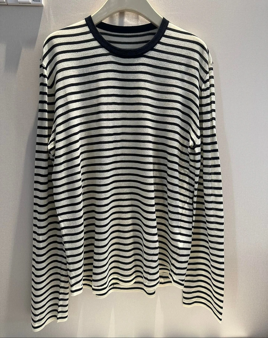 2025新款黑白轻薄条纹针织衫