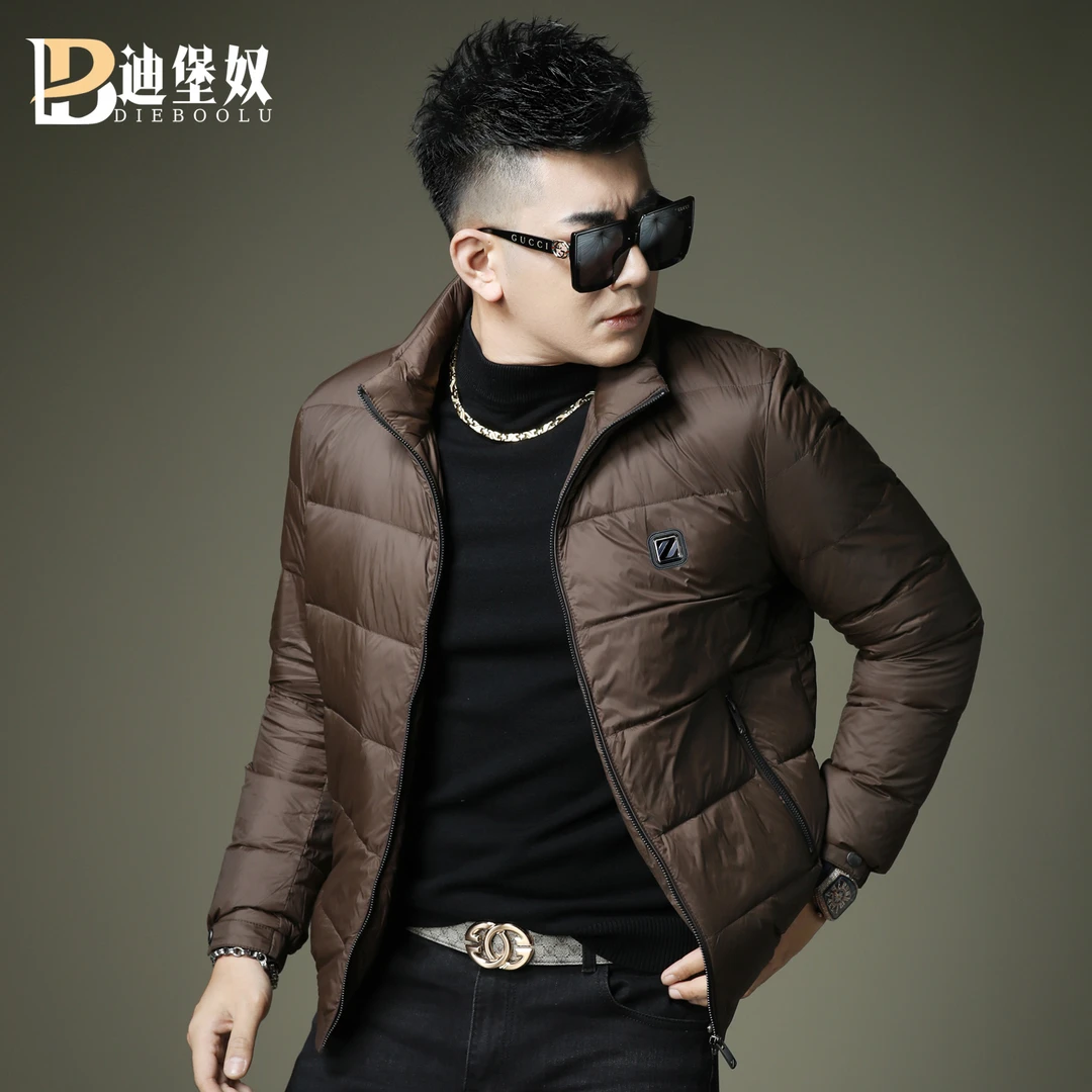 欧洲站2025新款冬季潮牌白鸭绒男士羽绒服时尚简约休闲防寒服外套