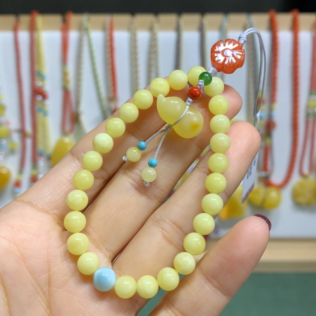 蜜蜡裸石未镶嵌手机链